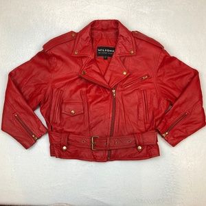 Vintage Wilsons Red Leather Motorcycle Jacket VGC